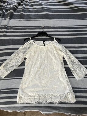 Ivory Lace Cold-Shoulder Blouse